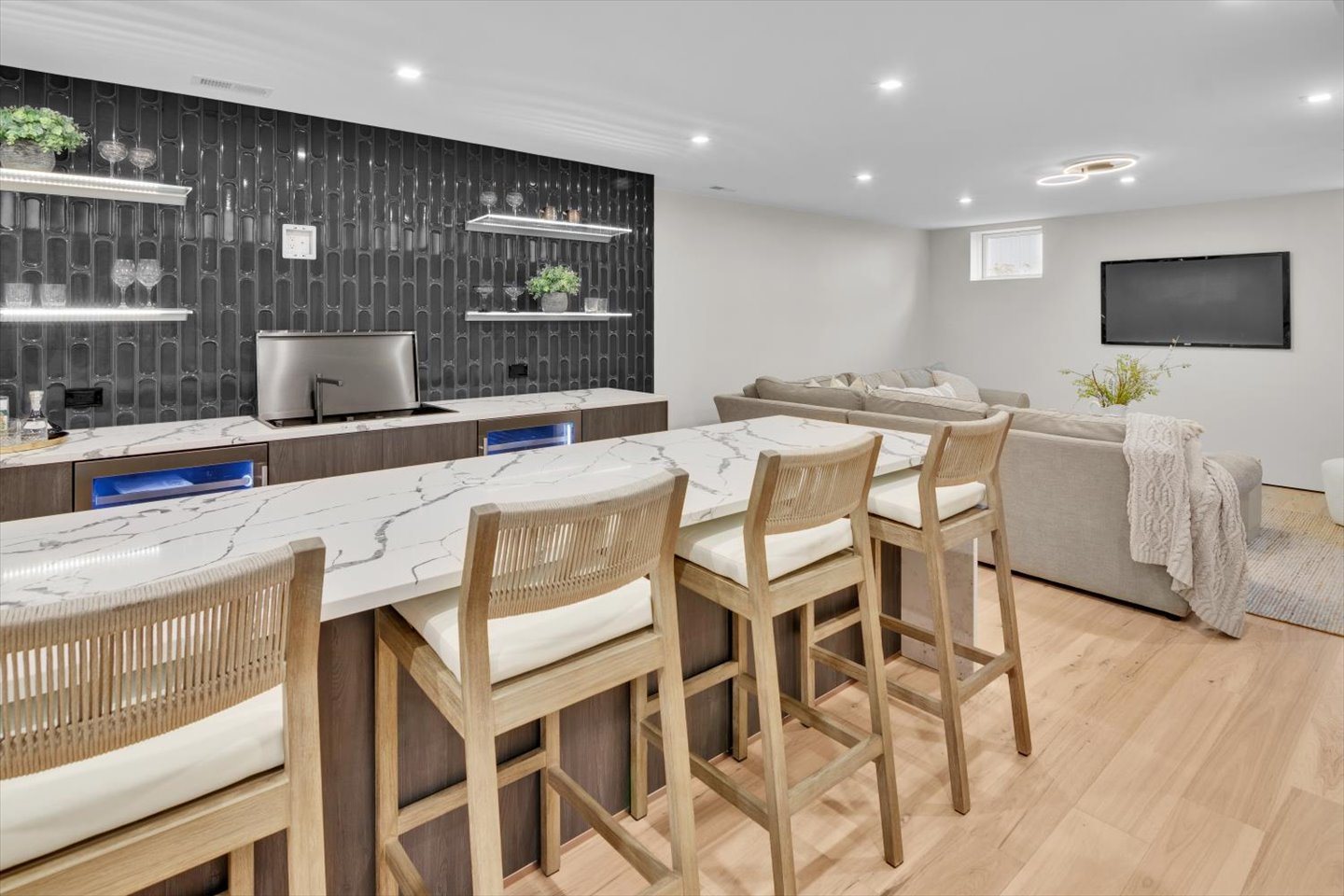 Basement Bar Staged